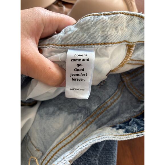 Pacsun Womens Jeans Size 28 90s Boyfriend High Rise Distressed Bleach Raw Hem - Picture 5 of 7